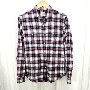 J. Crew Slim Fit Flannel button-down navy blue red white plaid 100% cotton Small